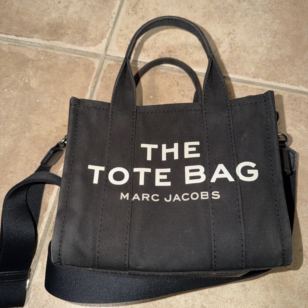 Marc Jacobs Black Canvas Mini Tote with White Logo - Picture 2 of 4